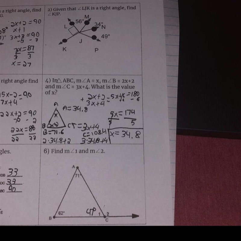 Find the missing angles (I only need help with 2 and 6)-example-1