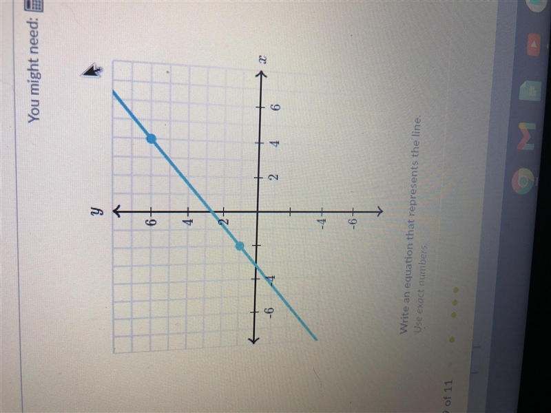 Write an equation that represents the line.-example-1