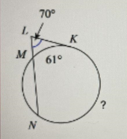 Find the measure of the missing arc KN labeled on the graph. Show ll your work that-example-1