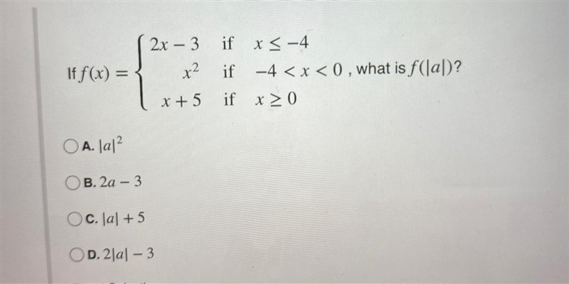 If f(x)= *picture* what is f(|a|) ?-example-1