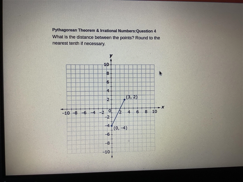 What is the distance between the points? Round to the nearest tenth if necessary.-example-1