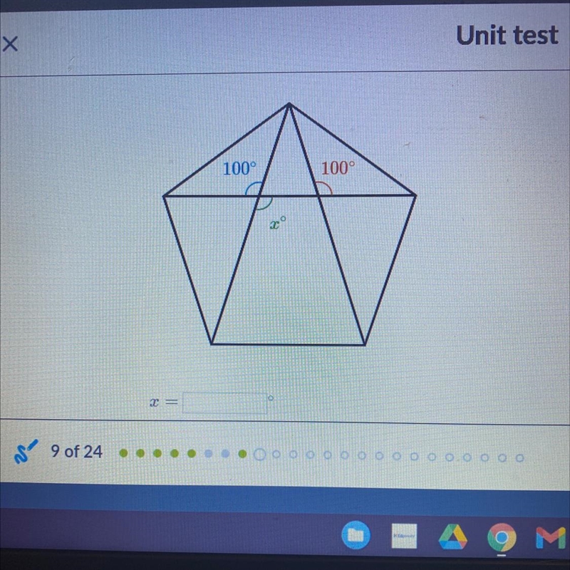 100° 100° Find the value of X Please help asap-example-1