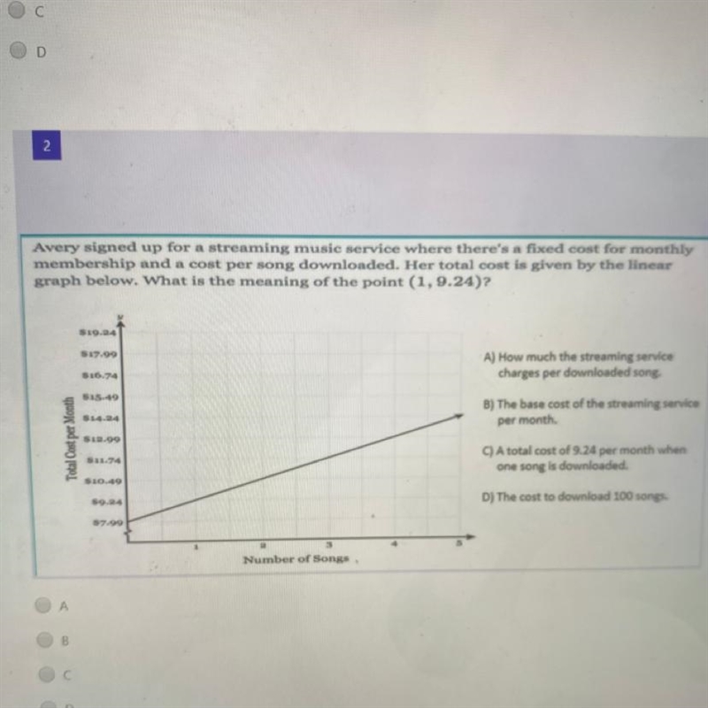 Avery signed up for a streaming music service where there's a fixed cost for monthly-example-1