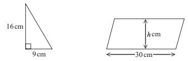 The diagram shows a right-angled triangle and a parallelogram. The area of the parallelogram-example-1