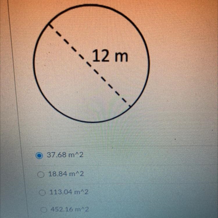 Which measurement is closest to the area of the circle in square meters?-example-1