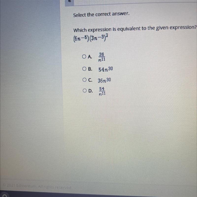 Select the correct answer Which expression is equivalent to the given expression? (6x-example-1