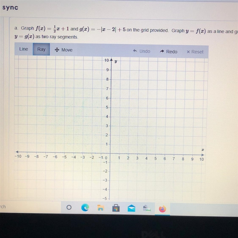 ANSWER FAST PLEASE 20 POINTS. a. Graph f(x)=1/2+1 and g(x)=-|x-2|+5 on the grid provided-example-1