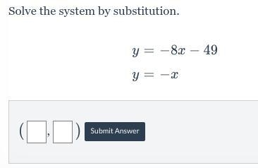 NEED HELP ASAP! USE SUBSTITUTION TO GET THE (X, Y) THANKS!-example-1