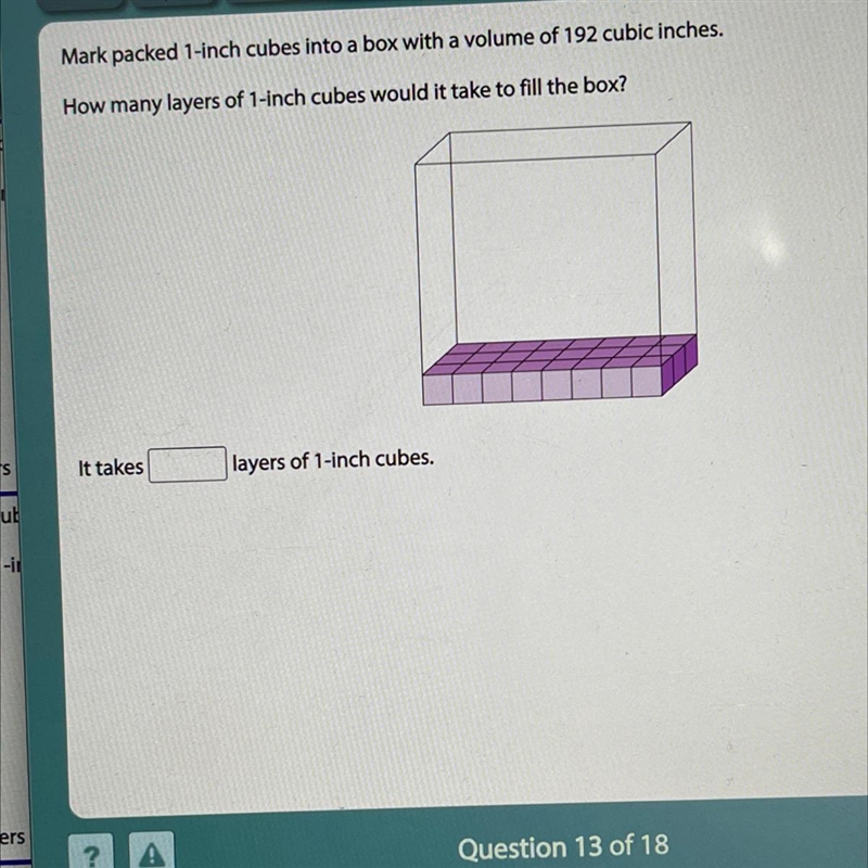 Mark packs 1 inch cubes into a box with a volume of 192 cubic inches-example-1