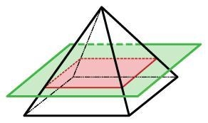 Make a sketch of the cross section resulting from the slice shown in the right square-example-1