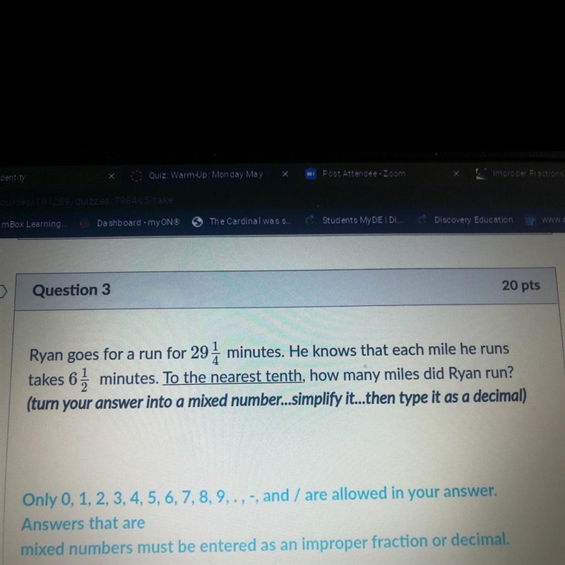 Ryan goes for a run for 29 minutes. He knows that each mile he runs takes 6 minutes-example-1