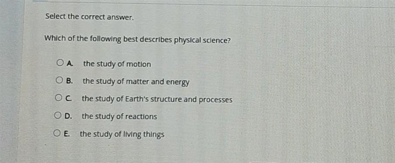 Select the correct answer. Which of the following best describes physical science-example-1