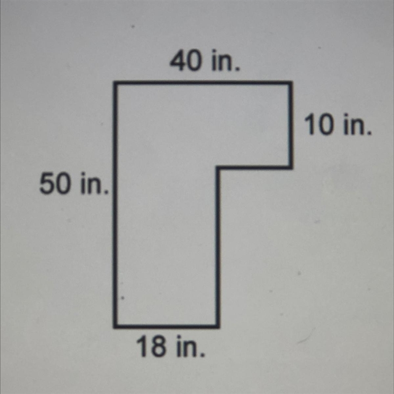 What is the perimeter of this shape? 1. 180 square inches 2. 190 square inches 3. 1200 square-example-1