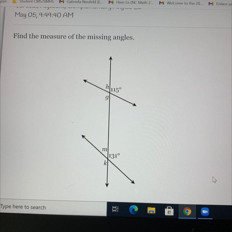 Find the measure of the missing angles g= h= k= m=-example-1