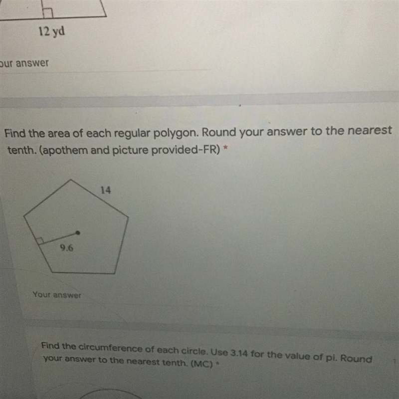 20 points!!! Find the area of each regular polygon. Round your answer to the nearest-example-1