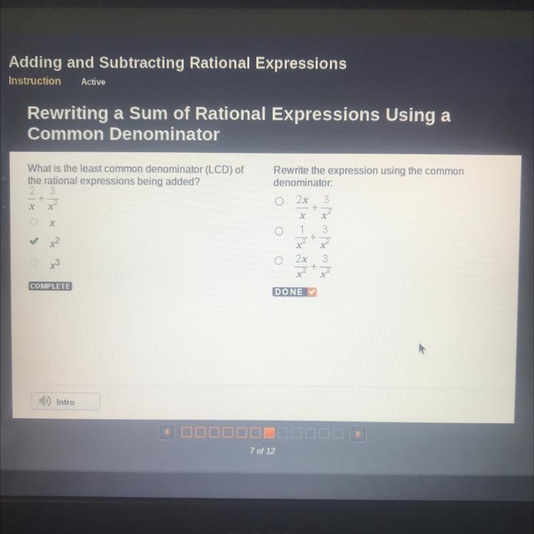 Rewrite the expression using the common denominator-example-1