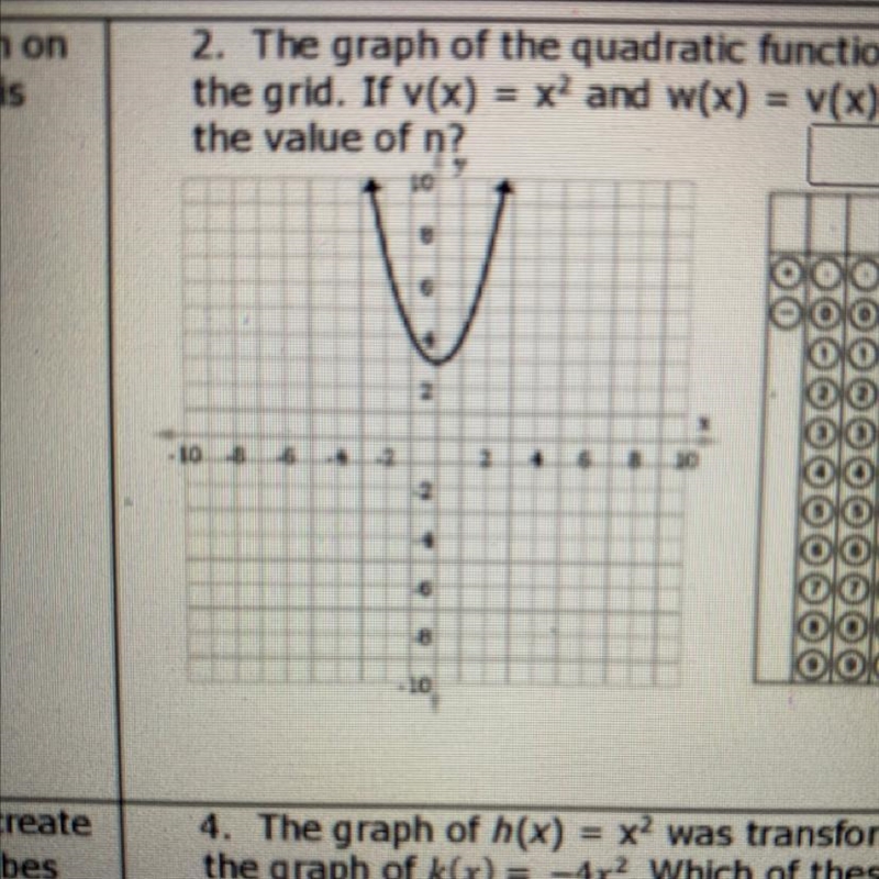 The graph of the quadratic function r is shown on the grid. If v(x)=x^2 and w(x)=v-example-1