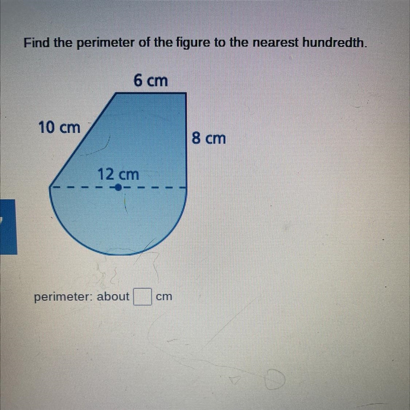 Someone please help, Find the perimeter of the figure to the nearest hundredth-example-1