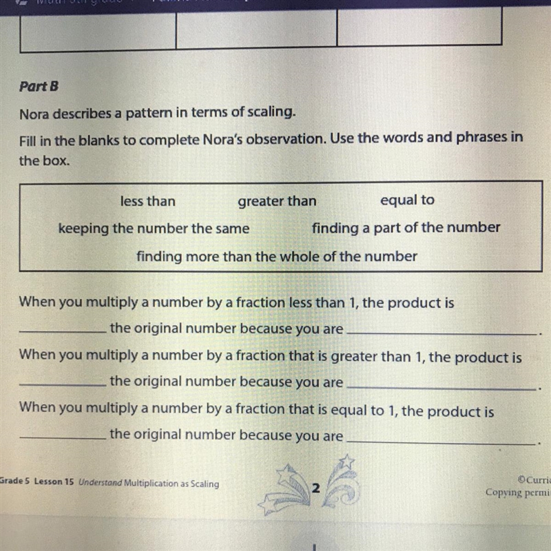 Nora describes a pattern in terms of scaling. Fill in the blanks to complete Nora-example-1