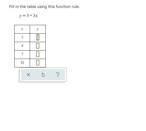 [Help Quick]. Fill in the table using this function rule-example-1