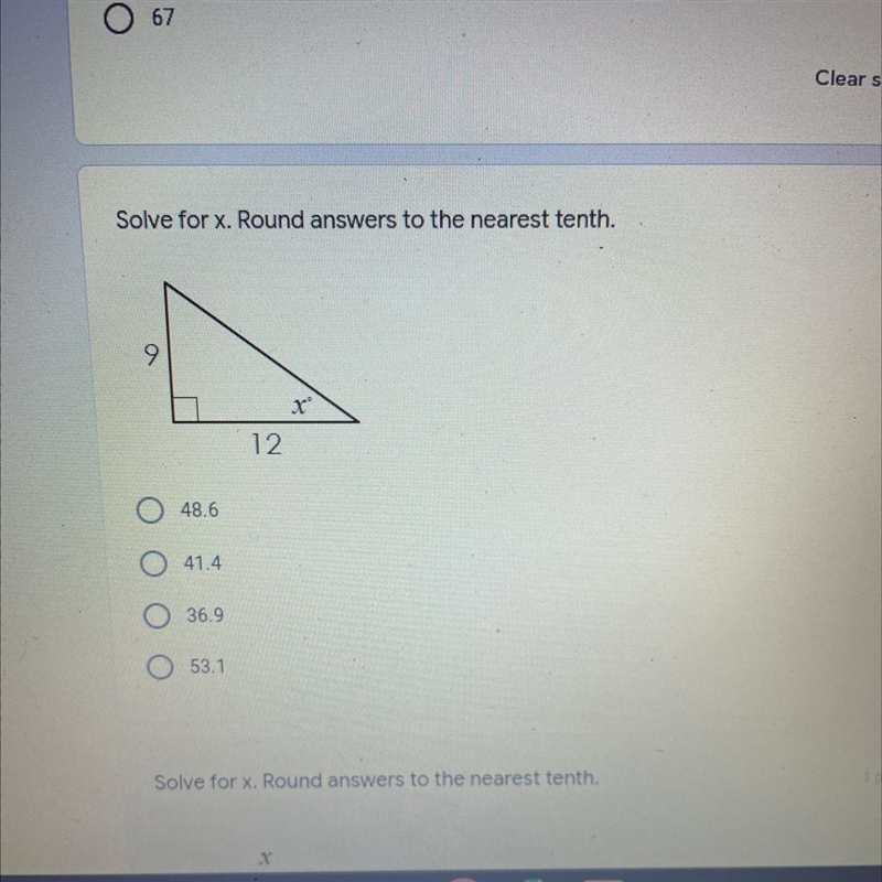 Solve for x. Rounds the answers to the nearest tenth.-example-1