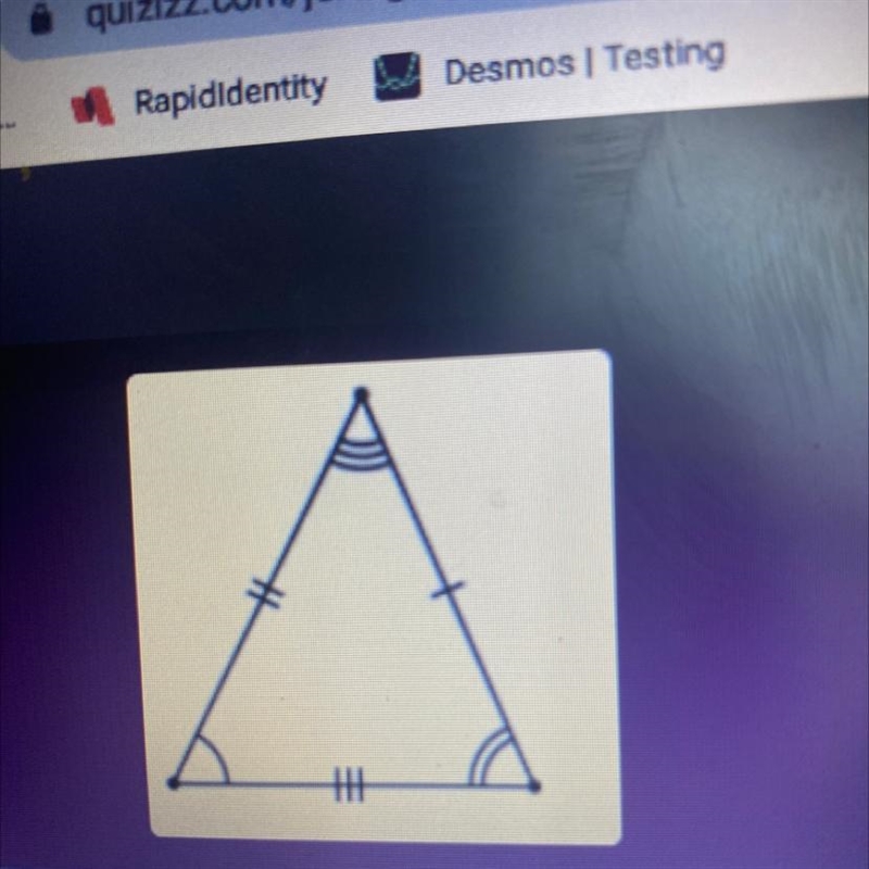 HELP ASAP DUE BY 2:00 Name this triangle by its angles and sides.-example-1