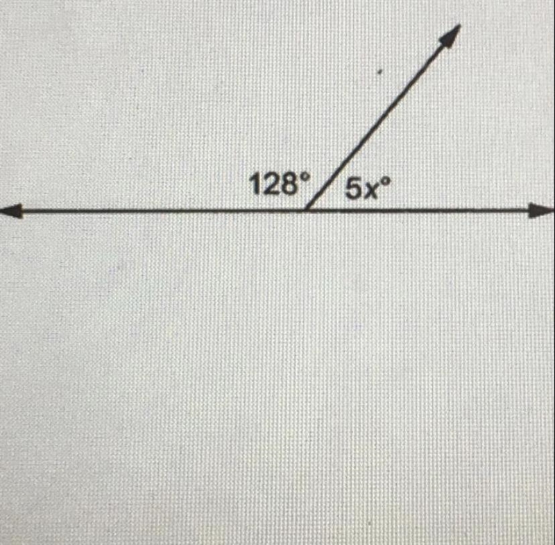 11) Consider the diagram of supplementary angles. 128 5xº What is the value of x? A-example-1