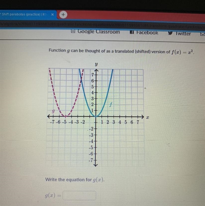 Function g can be thought of as a translated (shifted) version of f(x) = 2?. Write-example-1