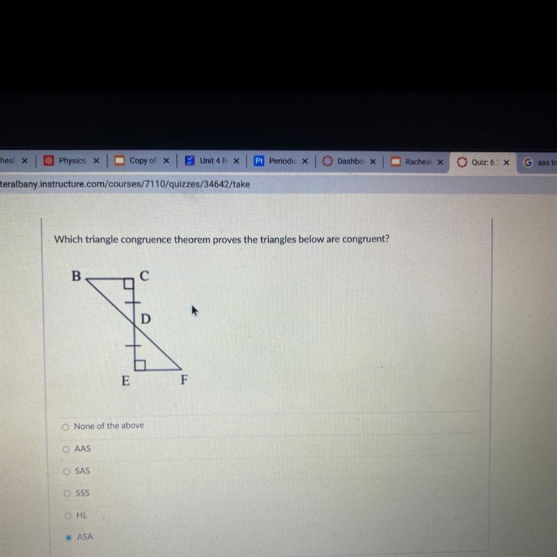 Finish the congruence statement for the triangles in question #4 by filling in the-example-1