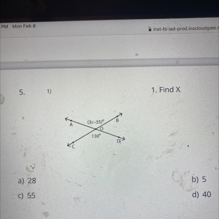 Find x Geometry angles question-example-1