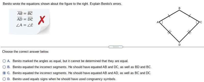 Benito wrote the equations shown about the figure to the right. Explain​ Benito's-example-1