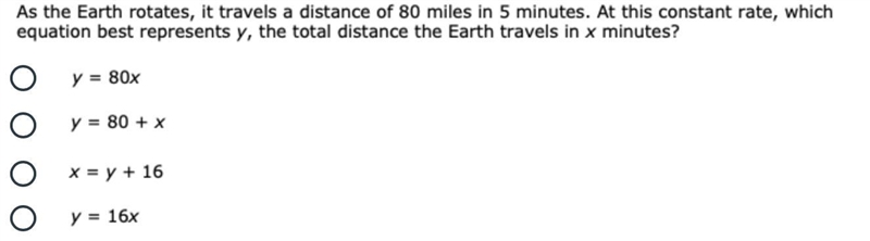 As the earth rotates, it travels a distance of 80 miles in 5 minutes. At this constant-example-1