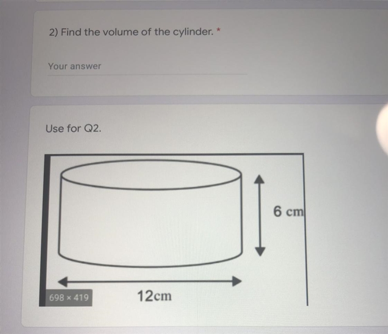 Please help!! “Find the volume of the cylinder.”-example-1