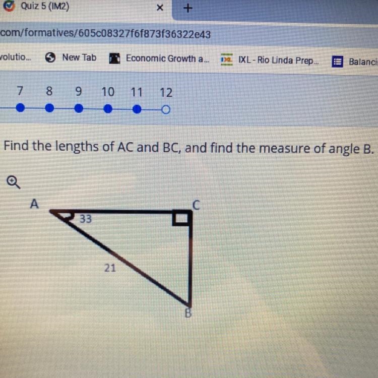 Find the lengths of AC and BC, and find the measure of angle B. please help :)-example-1