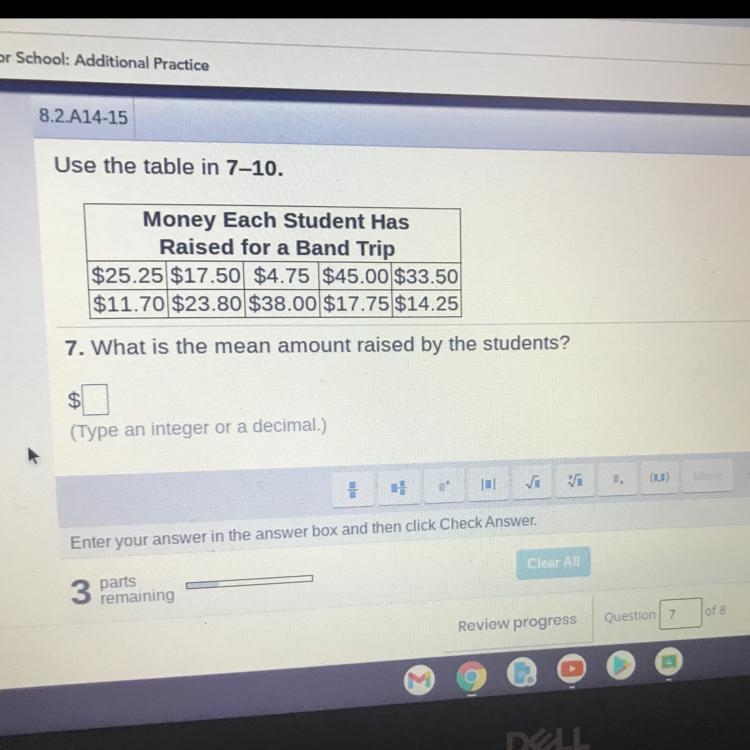 What is the mean amount raised by the students?-example-1