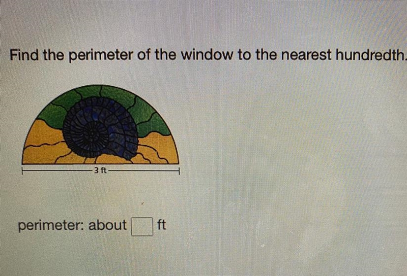 Find the perimeter of the window to the nearest hundredth.-example-1