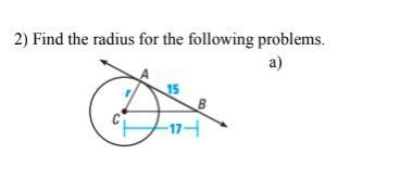 Find the radius for the following problems Help please with this problem-example-1