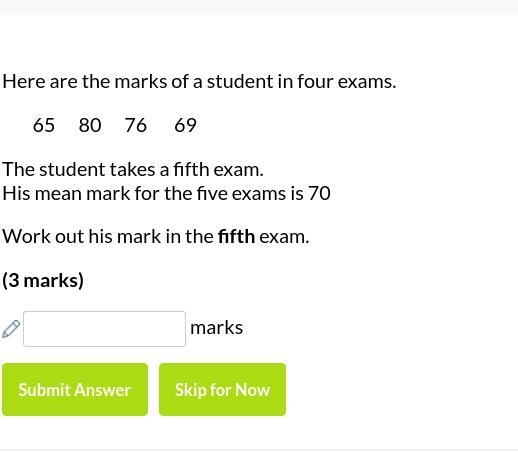 Need help for this question pls urgent Here are the marks of a student in four exams-example-1