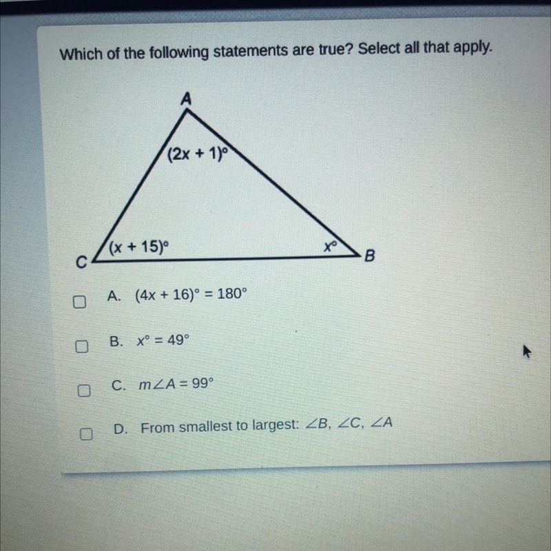 Which of the following statements are true? Select all that apply. ((2x + 10 (x + 15) B-example-1