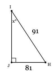 PLAESE HEKLP ME In ΔHIJ, the measure of ∠J=90°, JH = 81 feet, and HI = 91 feet. Find-example-1