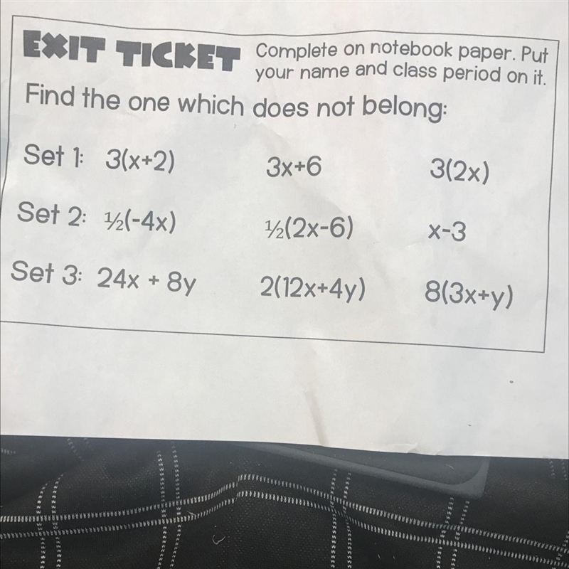 EXIT TICKET Complete on notebook paper. Put your name and class period on it. Find-example-1