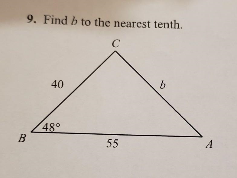 We're working on law of sines and cosines can anyone help me on this question? its-example-1