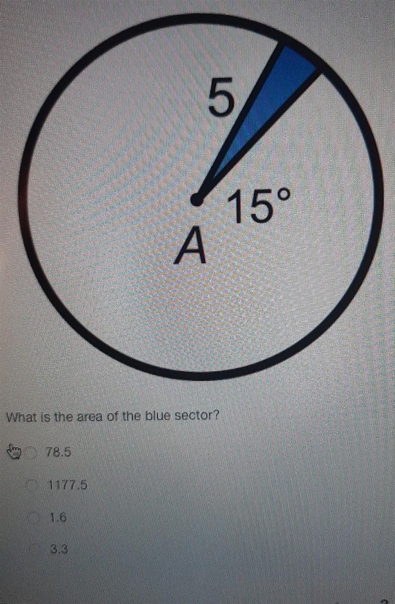 What is the area of the blue sector? I need help please​-example-1