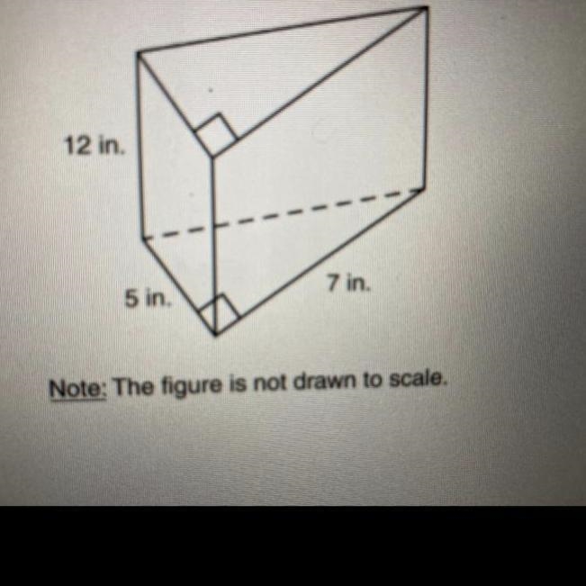 The base of a prism are right triangles with leg lengths of 7 inches and 5 inches-example-1