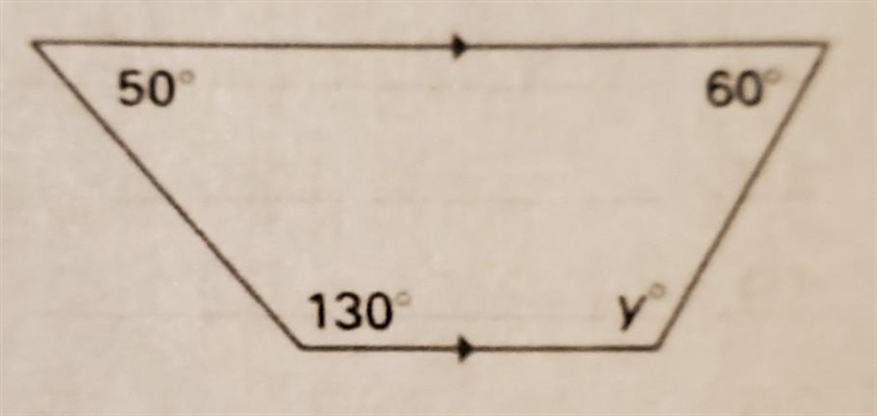 A quadrilateral with 50 60 130 and y we have to find the value of y ​-example-1