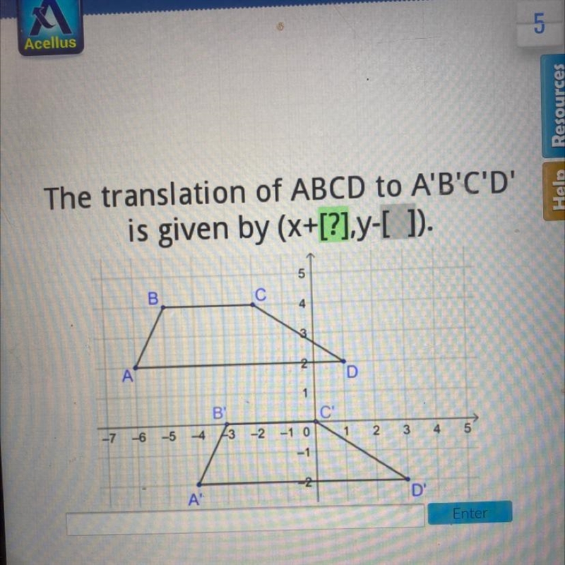 What translation was used on ABCD to produce A'B'C'D'?-example-1