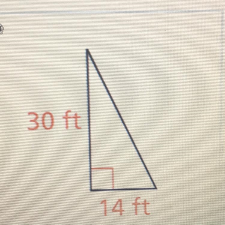 Does this triangle have a hypotenuse about 39 feet long-example-1