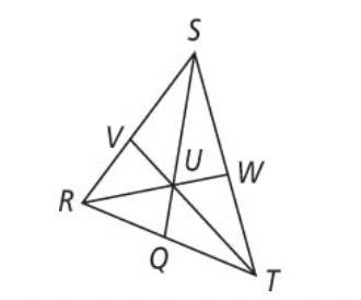 U is the centroid of ∆SRT. What is the length of segment UV if length of UT = 3 cm-example-1