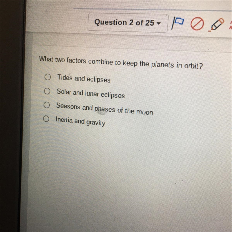 What two factors combine to keep the planets in orbit? It’s science they didn’t have-example-1