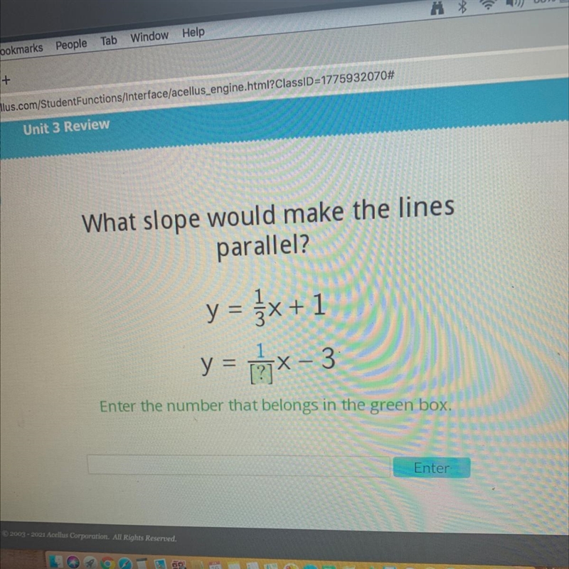 What slope would make the lines parallel?-example-1